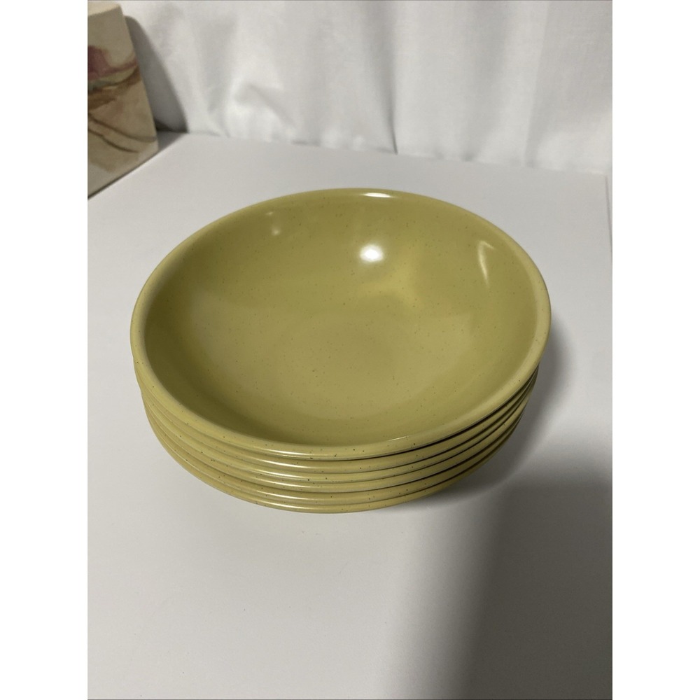 Vollrath Melamine Soup Salad Bowls Set of 6 Round Gold Speckled 7.25 Inch